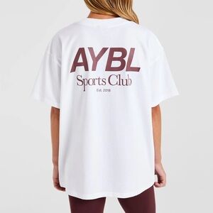 AYBL sports club white oversized workout t-shirt